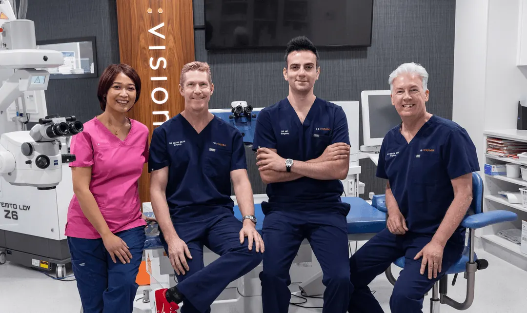 The four Re:Vision surgeons: Dr Mo Ziaei, Dr Trevor Gray, Dr Divya Perumal, Dr Simon Dean